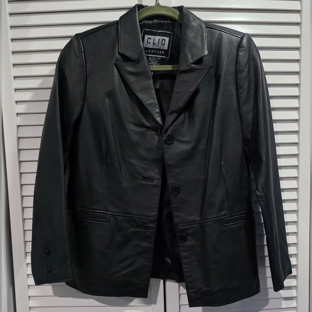 Clio Classic Black Leather Jacket, Women's, PS, Like New